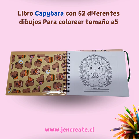 Capybara amarillo Libro para colorear de 52 hojas tamaño a5