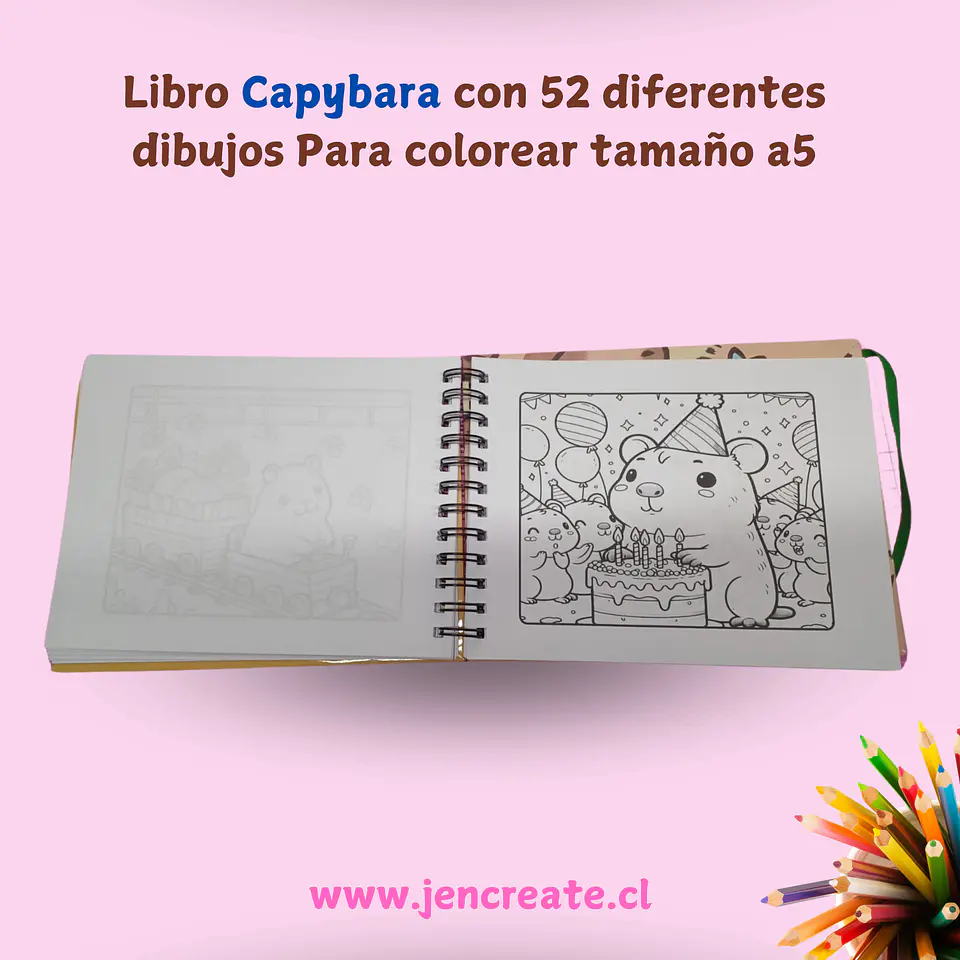 Capybara amarillo Libro para colorear de 52 hojas tamaño a5 3