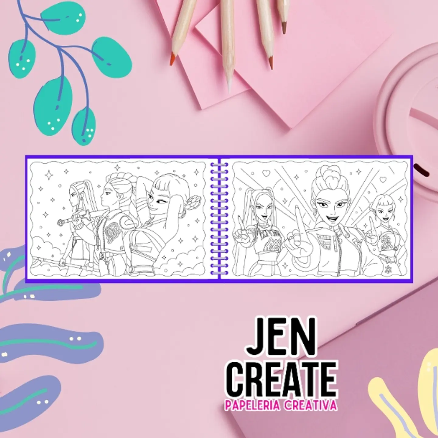 Libro para colorear Guerreras del Kpop 56 hojas 5