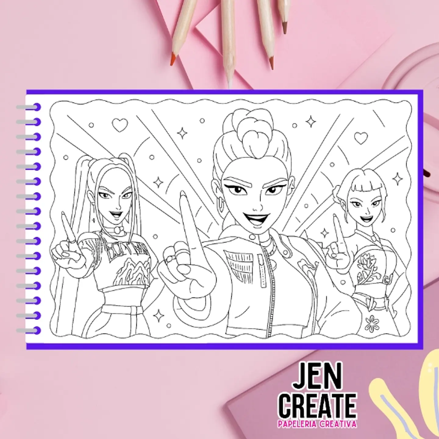 Libro para colorear Guerreras del Kpop 56 hojas 7