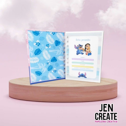 Mini cuaderno Stitch Rosa2 A6 100 hojas