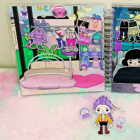 Huntrix Guerrreras K-Pop y Saja Boys Libro Interactivo de 10 paginas piezas con velcro
