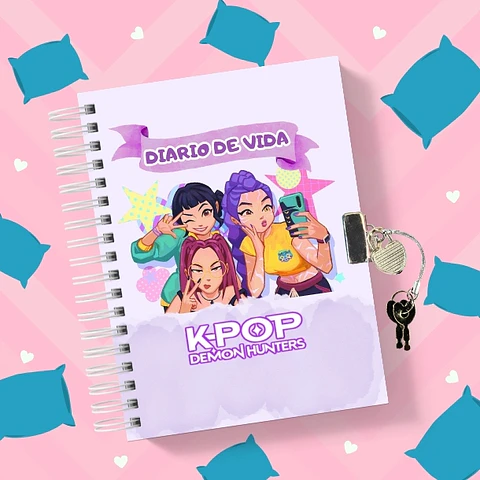 K-pop Demon Huntrix Gerreras Kpop Diario de vida con candado 100 hojas