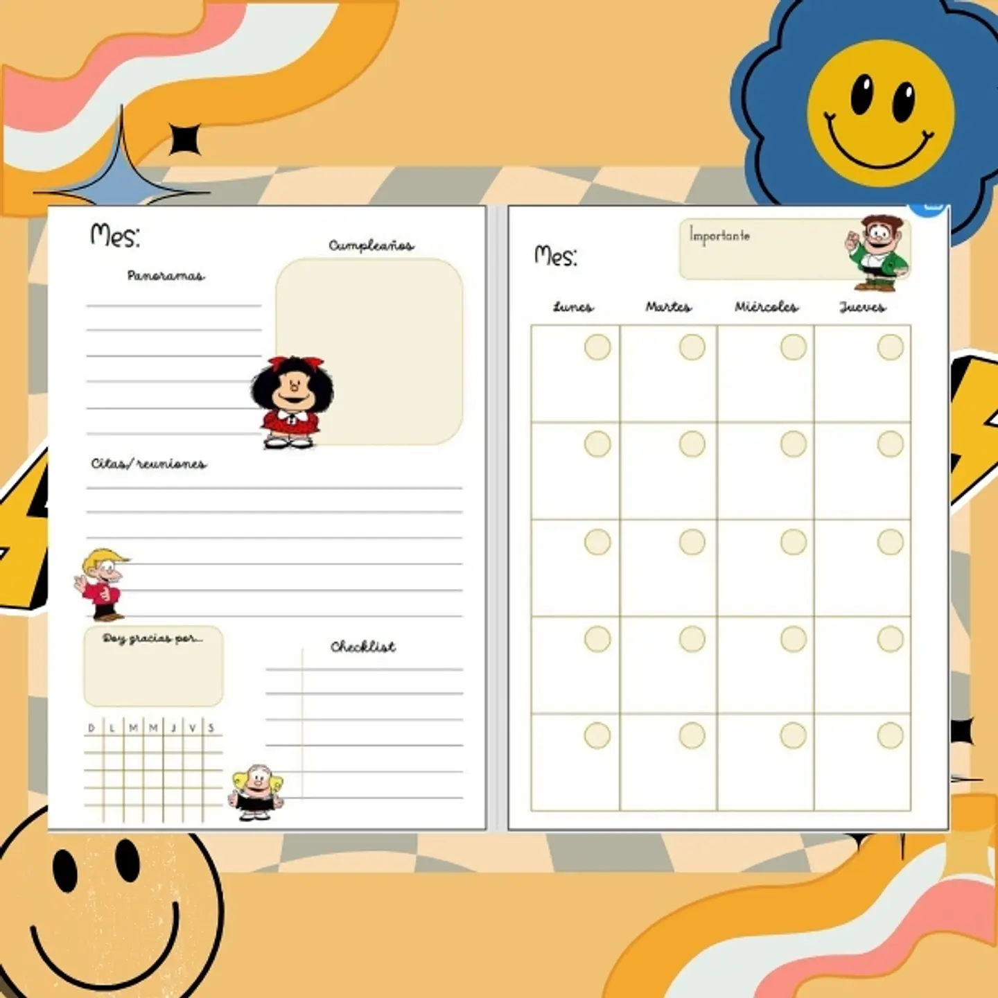 MAFALDA Planner sin fecha 2026 de 100 HOJAS red# 5