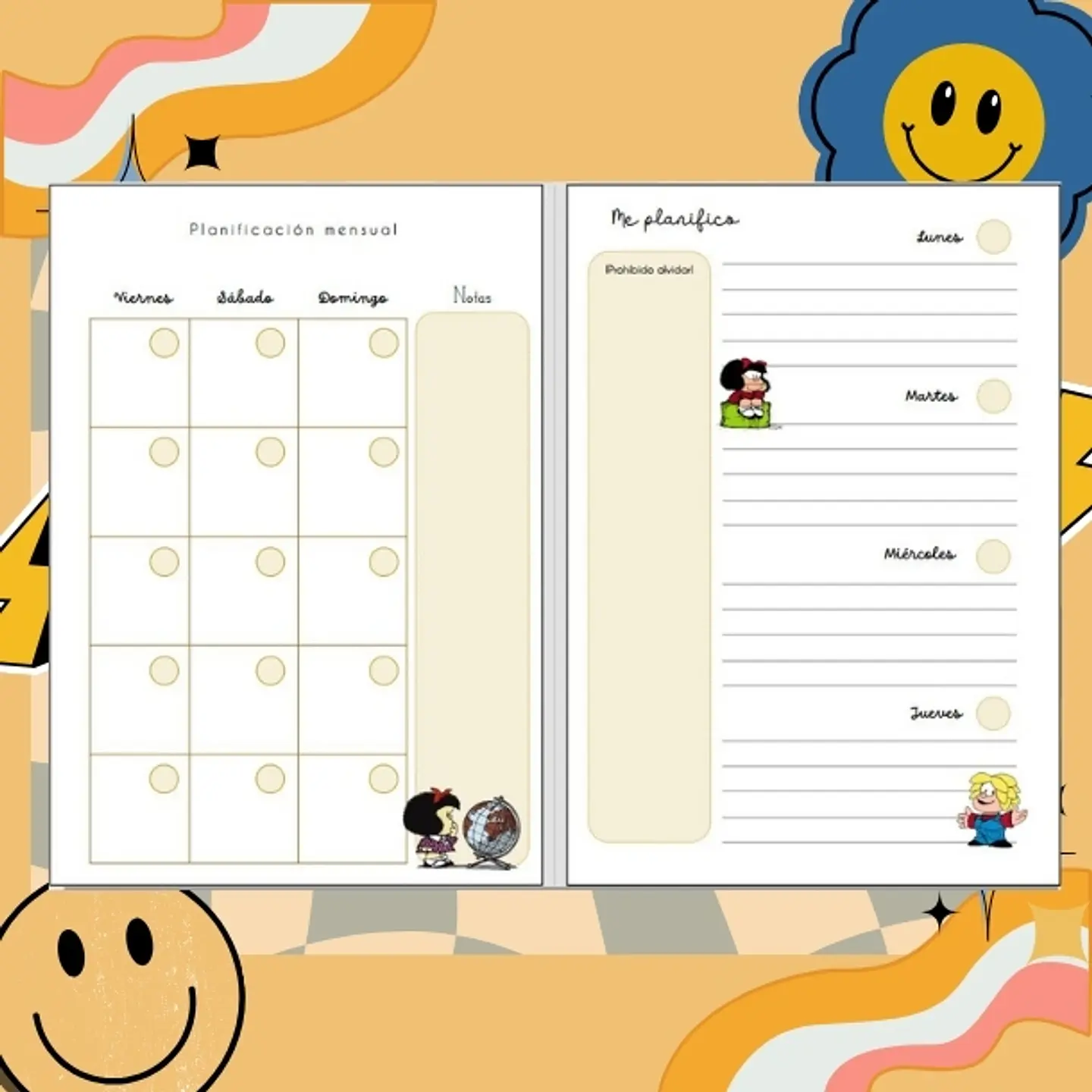 MAFALDA Planner sin fecha 2026 de 100 HOJAS Blu# 2
