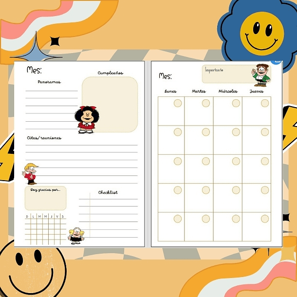 MAFALDA Planner sin fecha 2026 de 100 HOJAS Blu# 5
