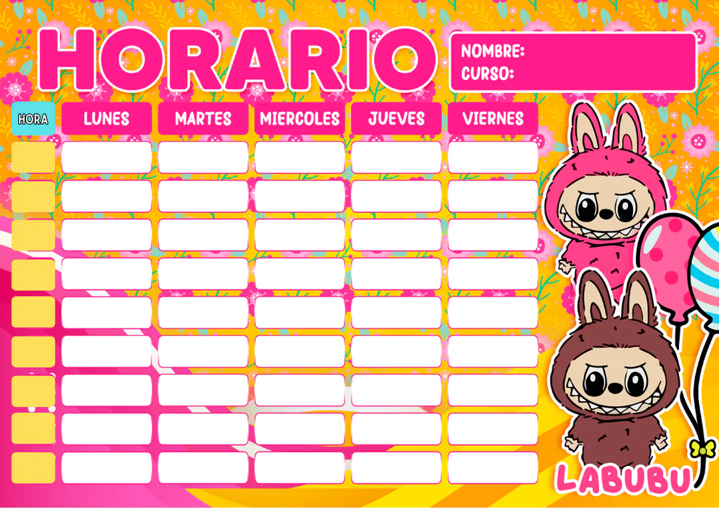 Horarios Escolares Imantados con diseños variados  5