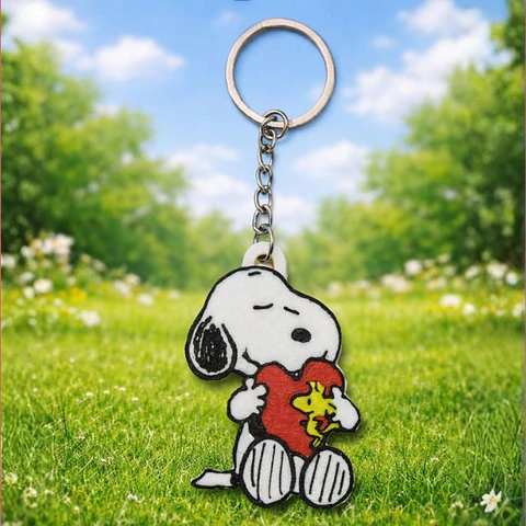 Snoopy y Woodstock Llavero de corazón impresión 3d
