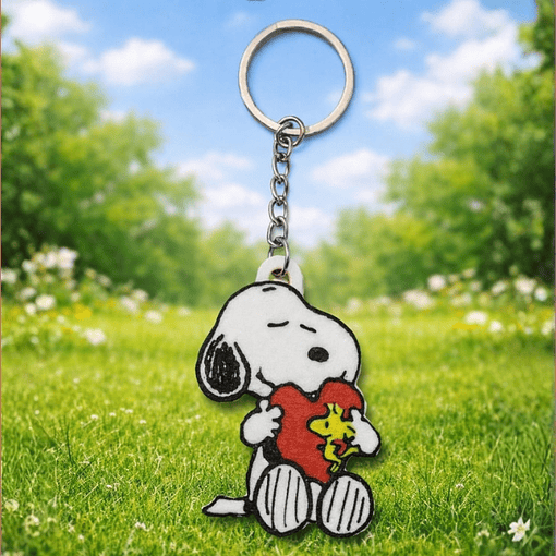 Llavero de Snoopy y Woodstock corazon impresión 3d
