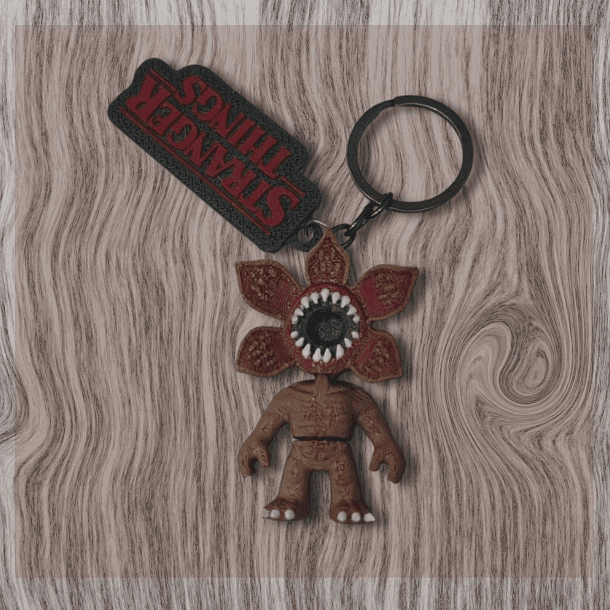 Demogorgon flexi Y Logo Llavero de impresión 3d