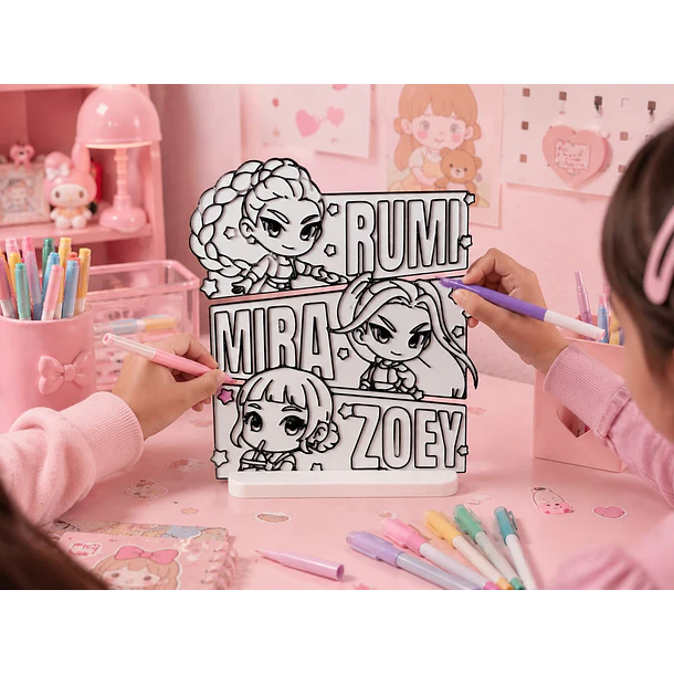 Huntrix Guerreras K-POP para colorear Interactivo base de plástico en impresión 3D lavable 2