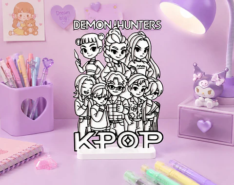 Demon Huntrix Guerreras K-POP para colorear Interactivo base de plástico en impresión 3D lavable