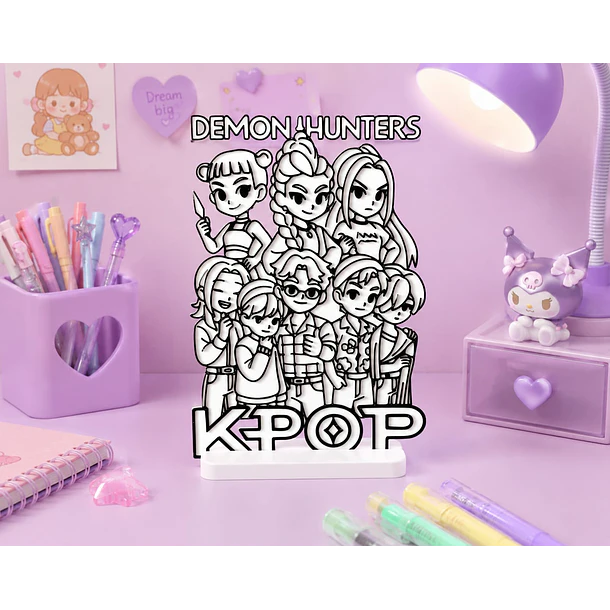 Demon Huntrix Guerreras K-POP para colorear Interactivo base de plástico en impresión 3D lavable