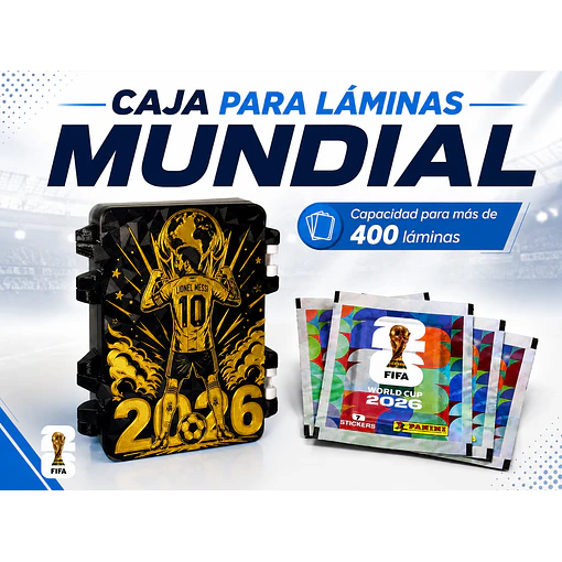 Caja porta Laminas Figuritas Mundial FIFA 2026