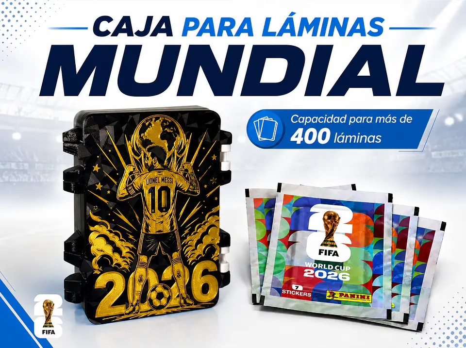 Caja porta Laminas Figuritas Mundial FIFA 2026 1