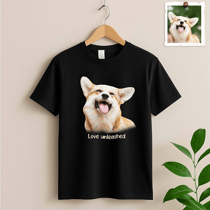 Customized Transform Photo into Art Pet Picture Unisex Crewneck T-shirt S-5XL Oil Painting Style Thoughtful Gift For Pets Lover 2
