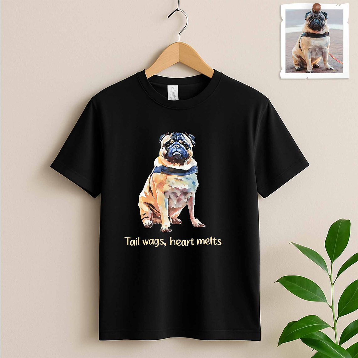 Unique Photo to Oil Painting Your Furry Friend Unisex Crewneck T-shirt S-5XL Illustration Style Gift For Pet Celebration 2