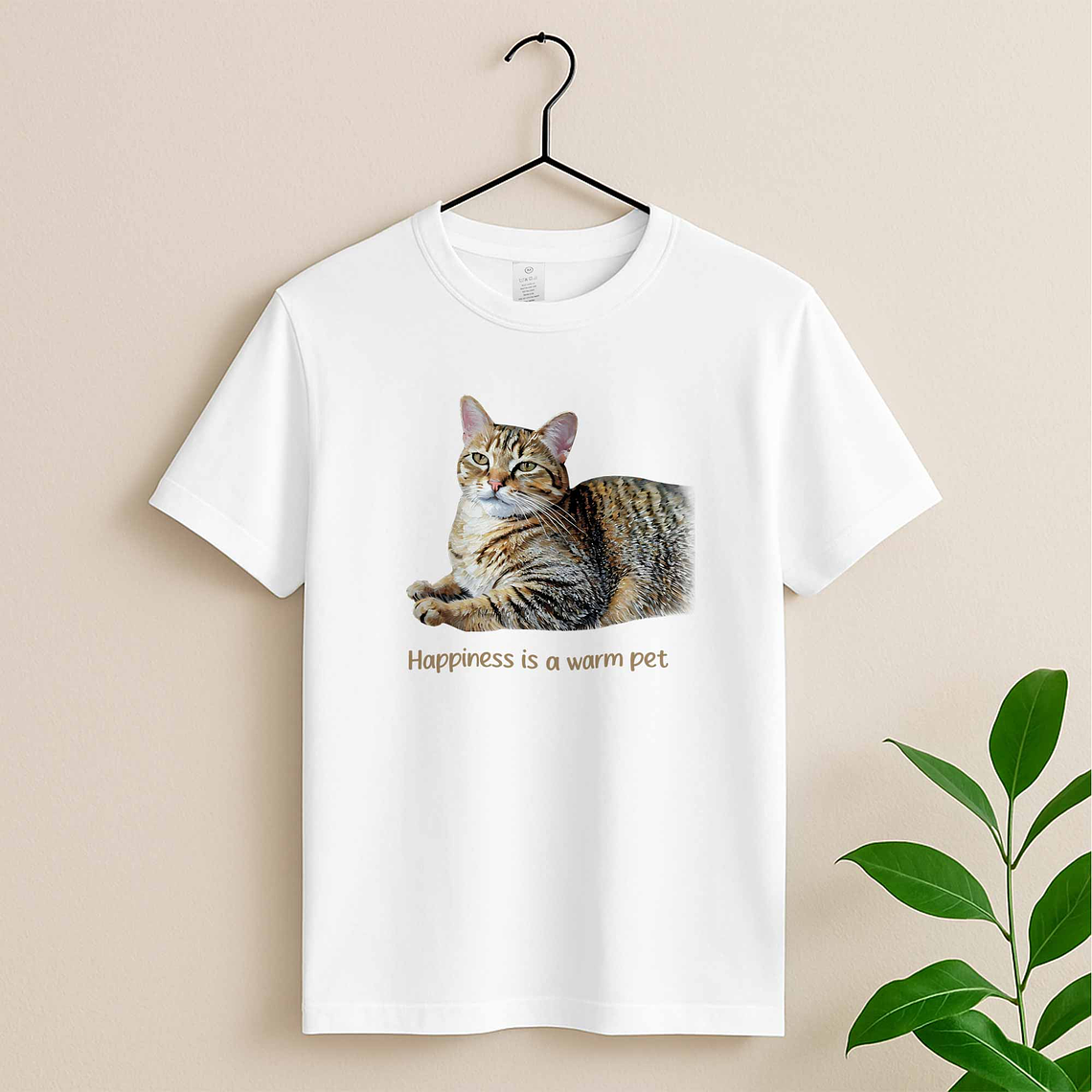 Unique Photo to Oil Painting Your Furry Friend Unisex Crewneck T-shirt S-5XL Illustration Style Gift For Pet Celebration 3