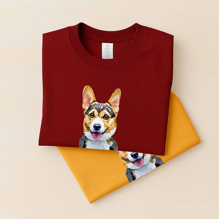 Unique Photo to Oil Painting Your Furry Friend Unisex Crewneck T-shirt S-5XL Illustration Style Gift For Pet Celebration 6