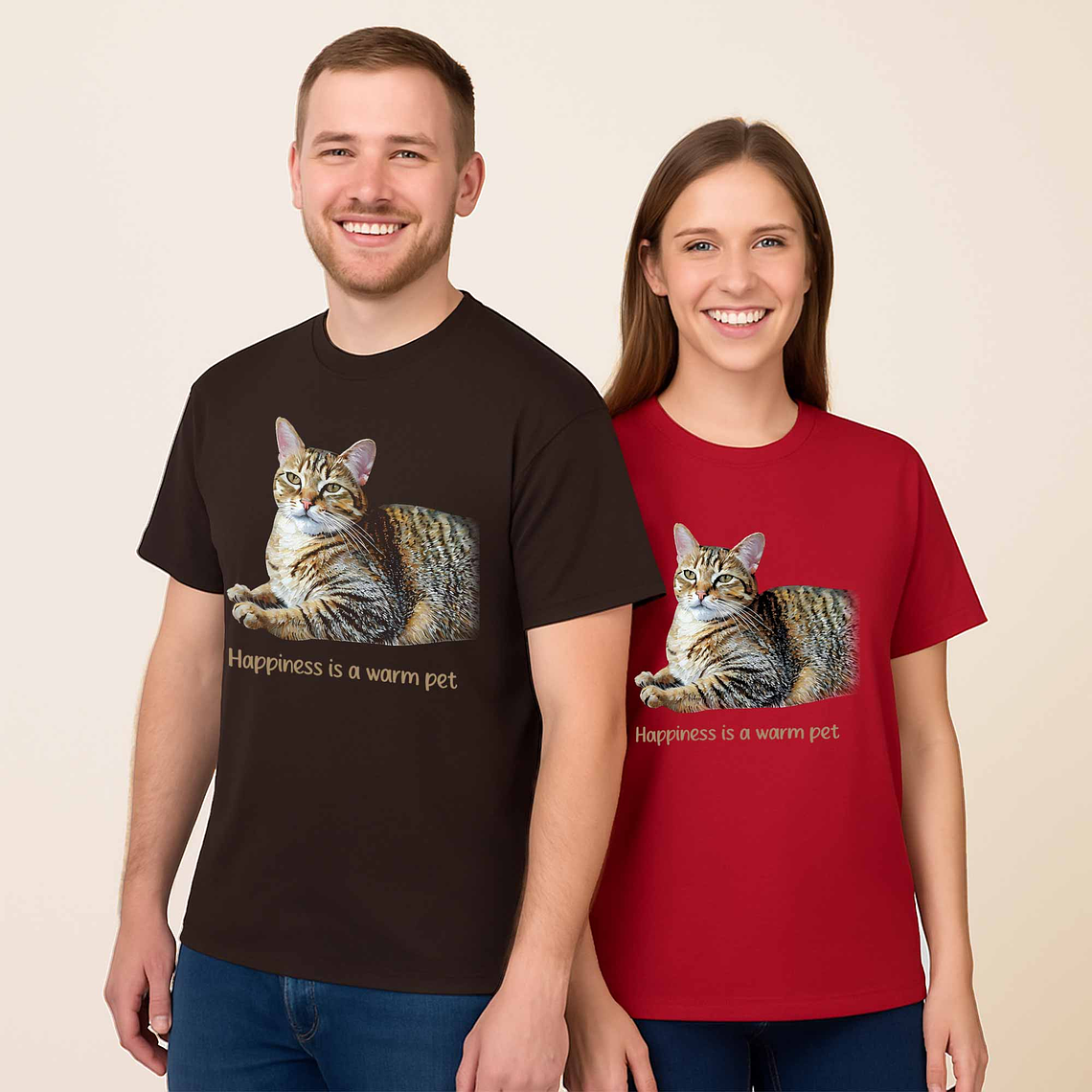 Unique Photo to Oil Painting Your Furry Friend Unisex Crewneck T-shirt S-5XL Illustration Style Gift For Pet Celebration 7