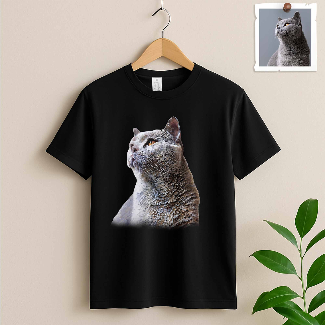 Personalized Turn Photo into Art Pet Portrait Unisex Crewneck T-shirt S-5XL Oil Painting Style Gift for Dog & Cat Lovers 2