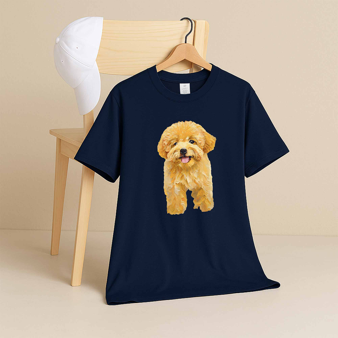 Personalized Turn Photo into Art Pet Portrait Unisex Crewneck T-shirt S-5XL Oil Painting Style Gift for Dog & Cat Lovers 6