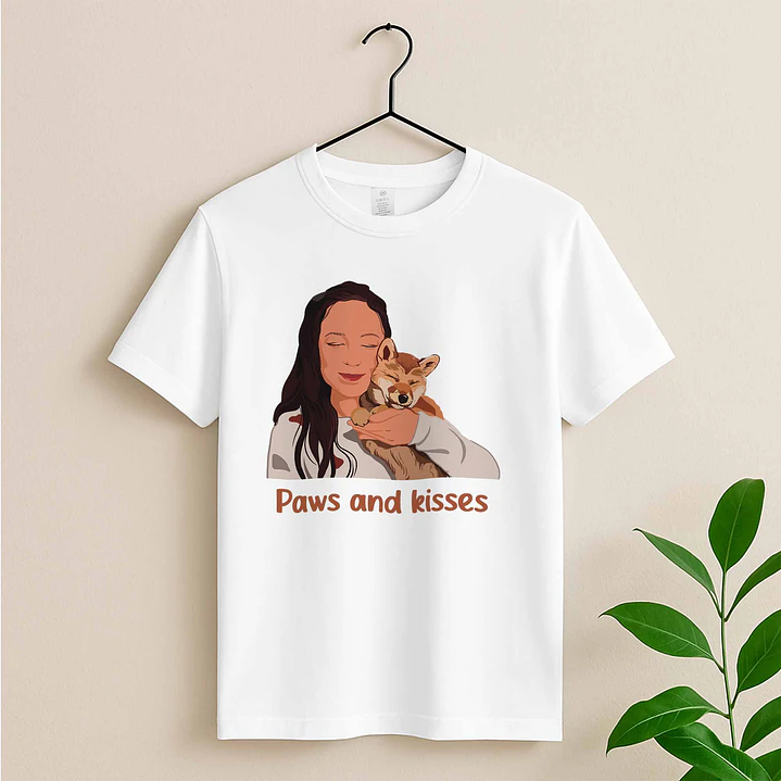 Customized Turn Photo into Art Pet Illustration Unisex Crewneck T-shirt S-5XL Digital Art Style Pet Birthday Gift 3