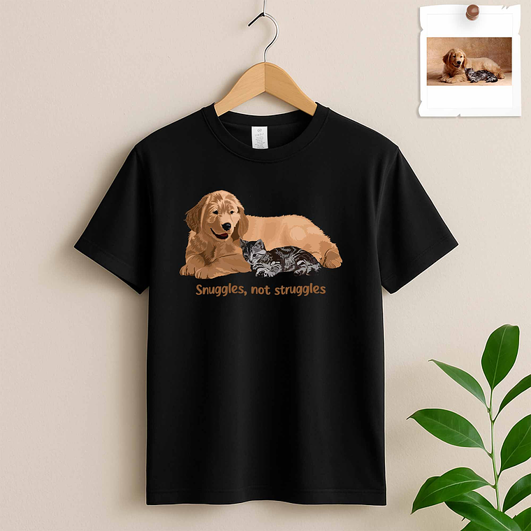 Personalized Turn Photo into Art Cat Mom Portrait Unisex Crewneck T-shirt S-5XL Digital Art Style Keepsake For Pet Memorial and Loss 2