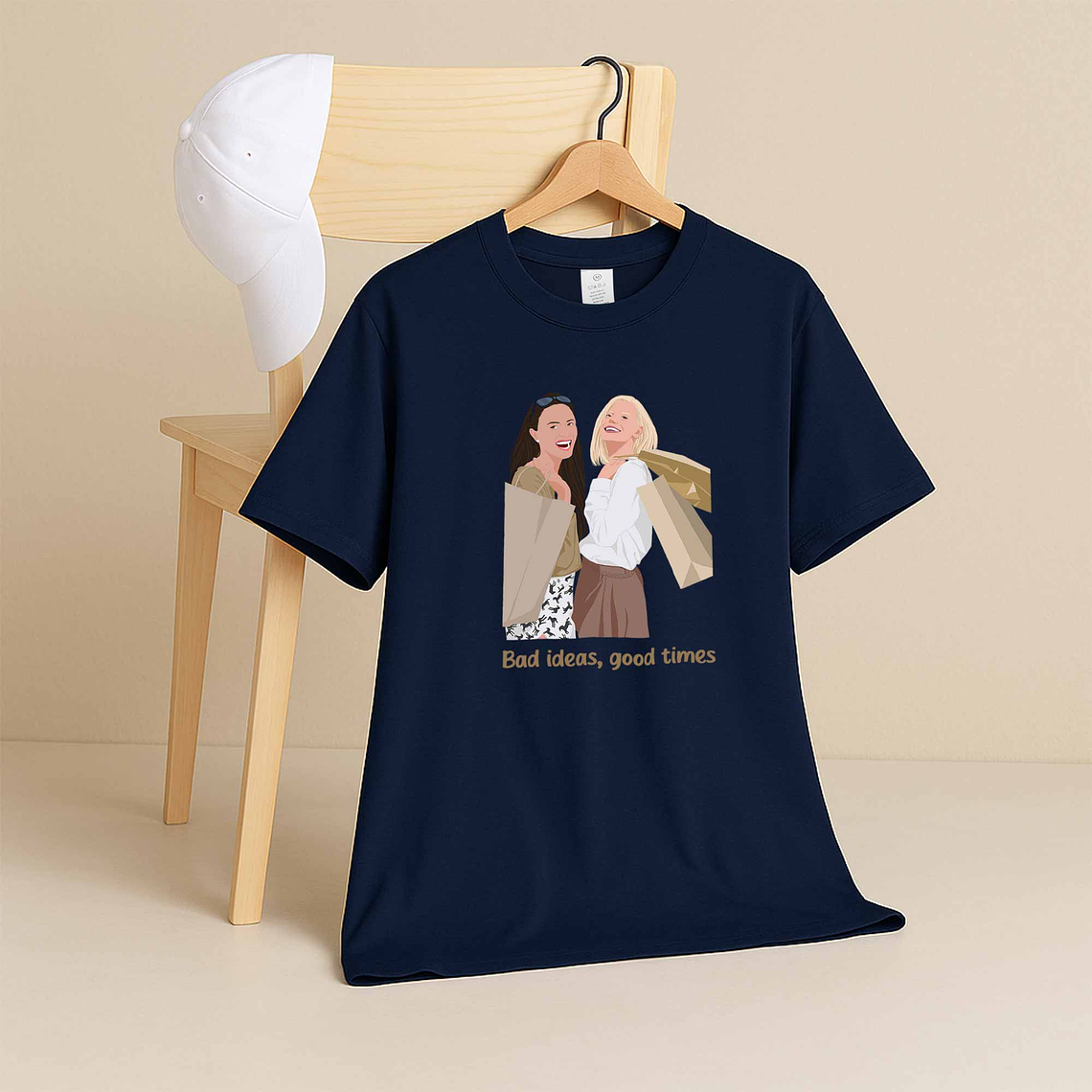 Custom Turn Photo into Art Best Friend Portrait Unisex Crewneck T-shirt S-5XL Illustration Style Thoughtful Friendship Gift 5