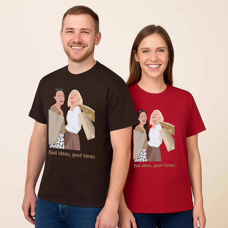 Custom Turn Photo into Art Best Friend Portrait Unisex Crewneck T-shirt S-5XL Illustration Style Thoughtful Friendship Gift 7