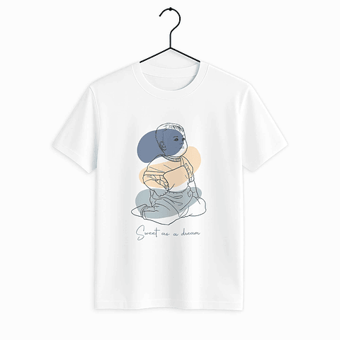 Customized Photo to Art Baby Portrait Unisex Crewneck T-shirt S-5XL Line Art Style Newborn Keepsake Gift