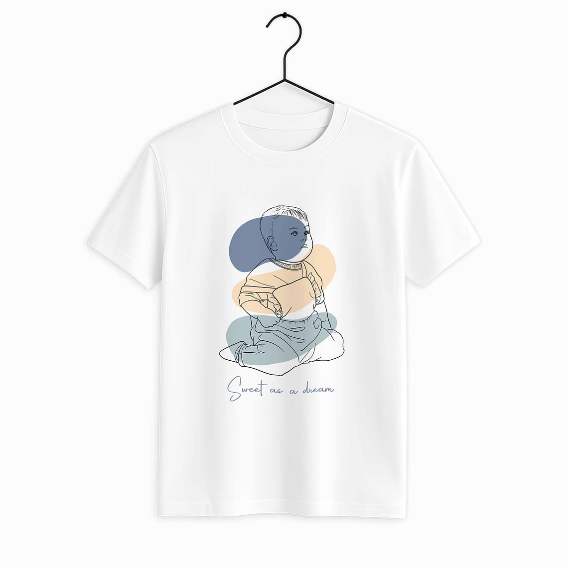 Customized Photo to Art Baby Portrait Unisex Crewneck T-shirt S-5XL Line Art Style Newborn Keepsake Gift 1