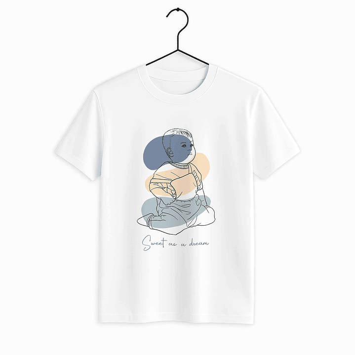 Customized Photo to Art Baby Portrait Unisex Crewneck T-shirt S-5XL Line Art Style Newborn Keepsake Gift 1