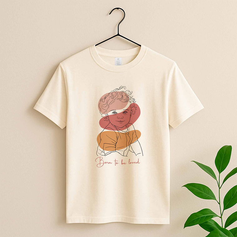 Customized Photo to Art Baby Portrait Unisex Crewneck T-shirt S-5XL Line Art Style Newborn Keepsake Gift 3