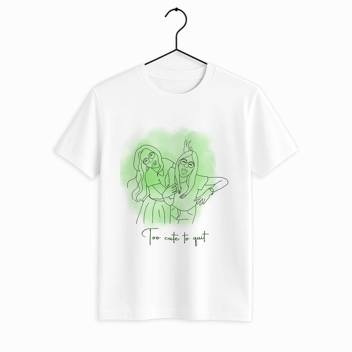 Personalized Line Art from Photo Friendship Picture Unisex Crewneck T-shirt S-5XL Minimalist Style Best Friend Gift 1