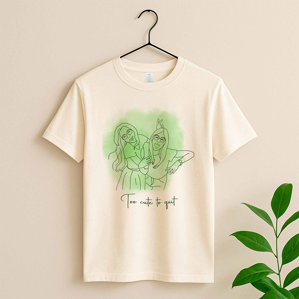 Personalized Line Art from Photo Friendship Picture Unisex Crewneck T-shirt S-5XL Minimalist Style Best Friend Gift 2