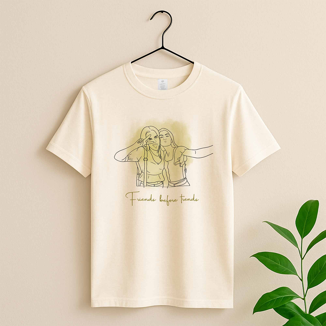 Personalized Line Art from Photo Friendship Picture Unisex Crewneck T-shirt S-5XL Minimalist Style Best Friend Gift 3