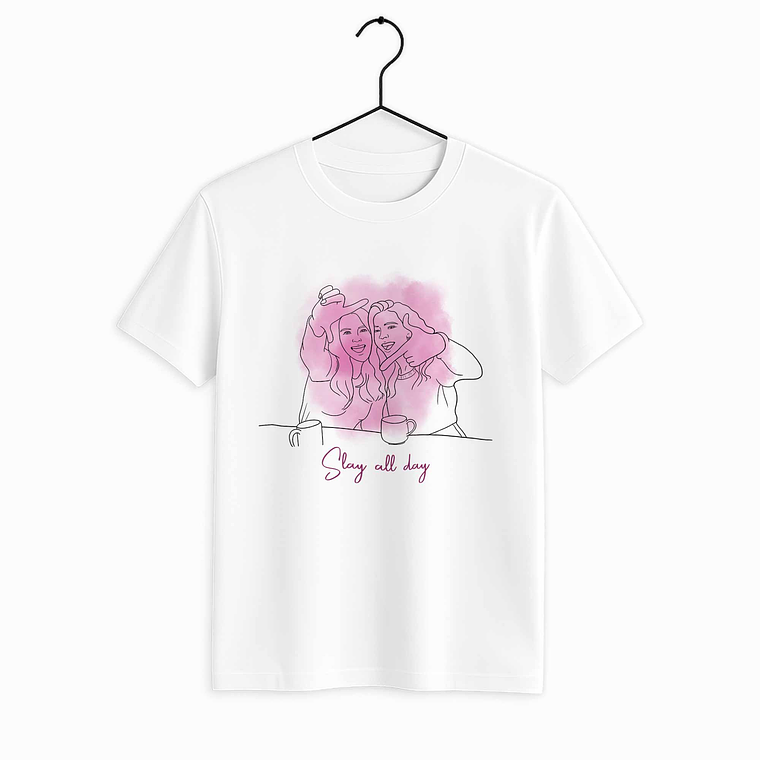 Personalized Line Art from Photo Friendship Picture Unisex Crewneck T-shirt S-5XL Minimalist Style Best Friend Gift 6