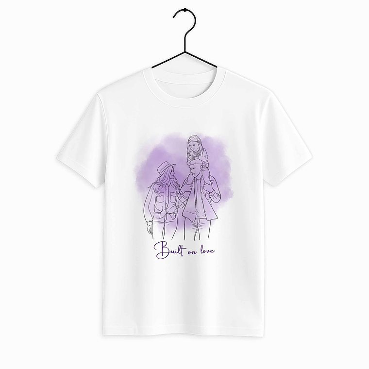 Personalized Photo to Line Art Family Picture Unisex Crewneck T-shirt S-5XL Illustration Style Gift for Father, Mother's Day, or Anniversary 2