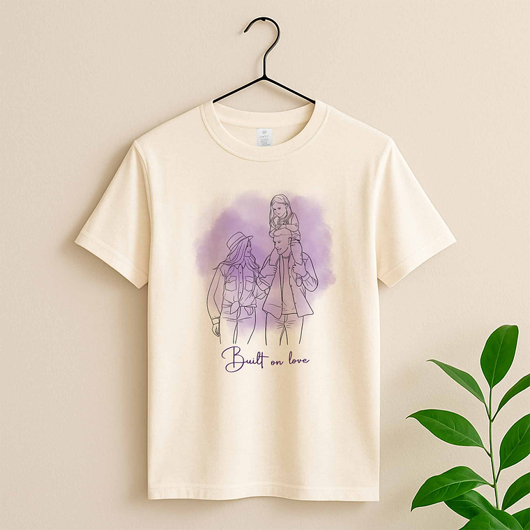 Personalized Photo to Line Art Family Picture Unisex Crewneck T-shirt S-5XL Illustration Style Gift for Father, Mother's Day, or Anniversary 3