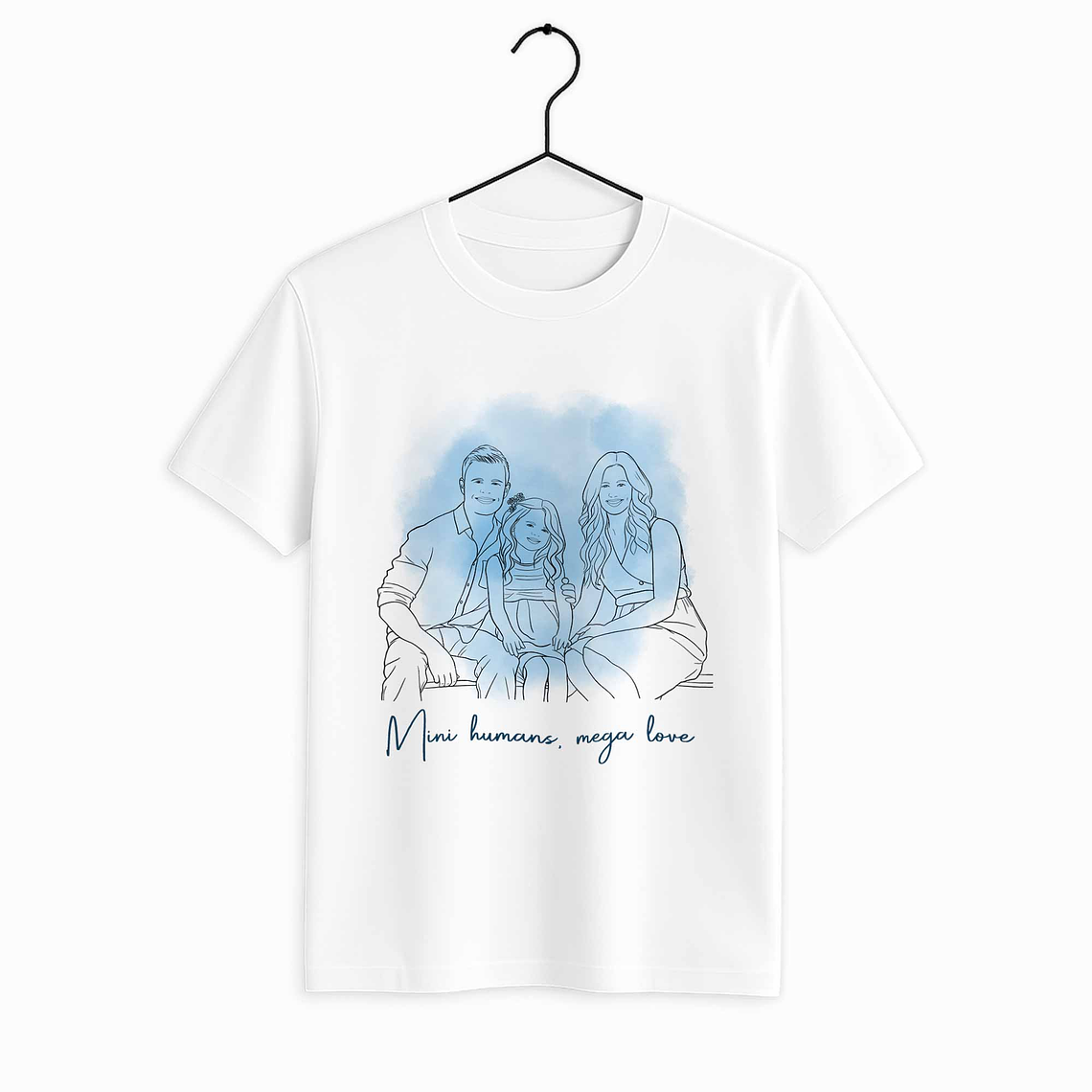 Personalized Photo to Line Art Family Picture Unisex Crewneck T-shirt S-5XL Illustration Style Gift for Father, Mother's Day, or Anniversary 6