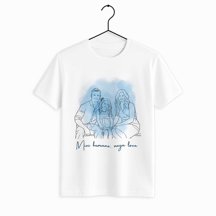 Personalized Photo to Line Art Family Picture Unisex Crewneck T-shirt S-5XL Illustration Style Gift for Father, Mother's Day, or Anniversary 6