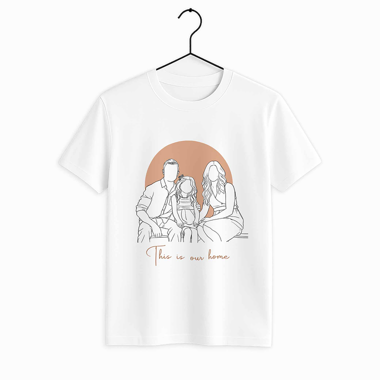 Custom Line Art from Photo Family Portrait Unisex Crewneck T-shirt S-5XL Minimalist Style Gift for Family 1
