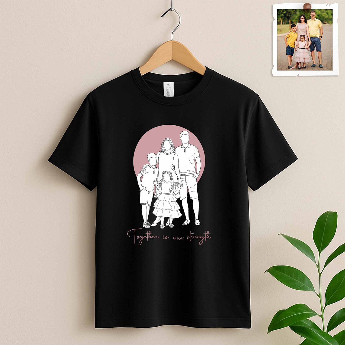Custom Line Art from Photo Family Portrait Unisex Crewneck T-shirt S-5XL Minimalist Style Gift for Family 2