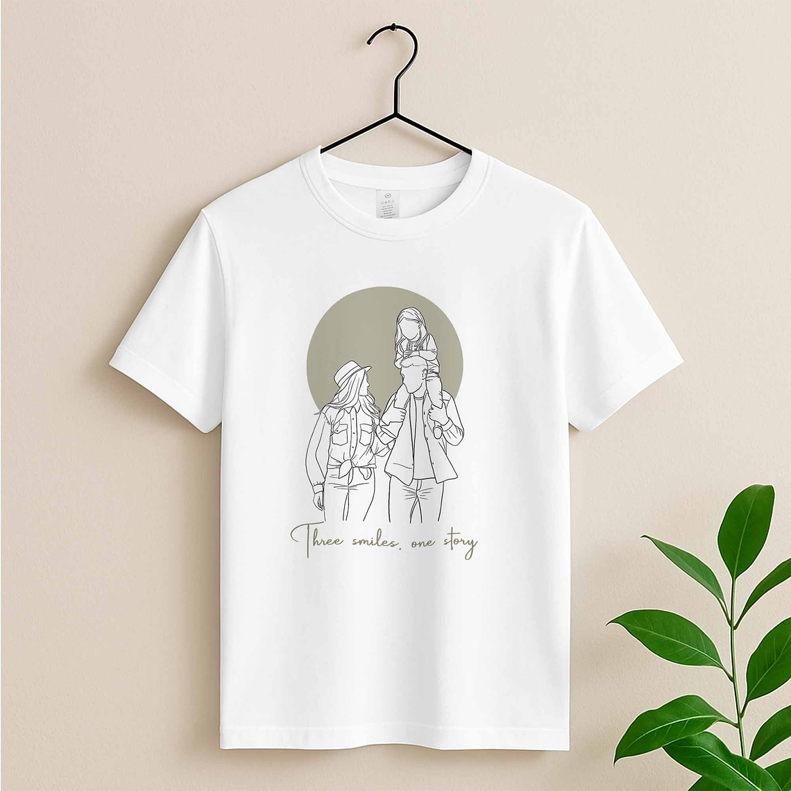 Custom Line Art from Photo Family Portrait Unisex Crewneck T-shirt S-5XL Minimalist Style Gift for Family 3