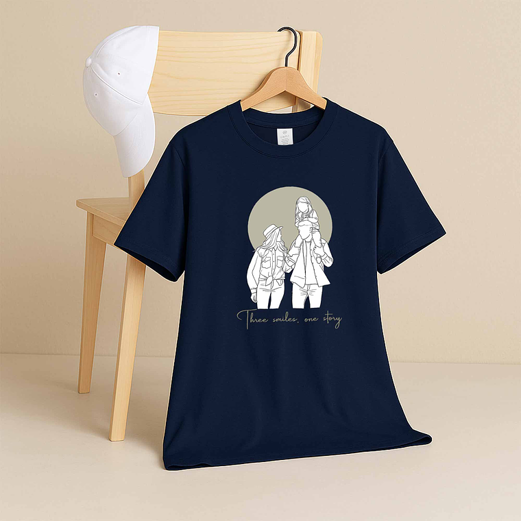 Custom Line Art from Photo Family Portrait Unisex Crewneck T-shirt S-5XL Minimalist Style Gift for Family 5