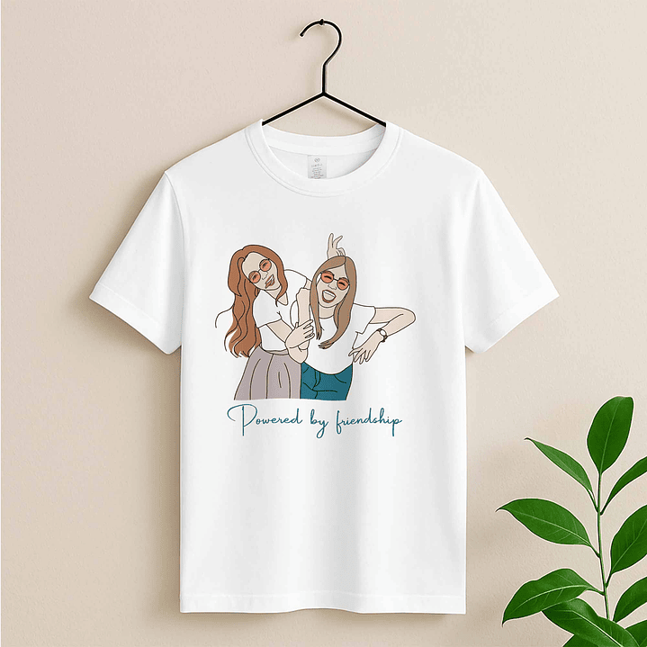 Personalized Photo to Doodle Friendship Picture Unisex Crewneck T-shirt S-5XL Minimalist Style Best Friends Birthday or Anniversary Gift 2