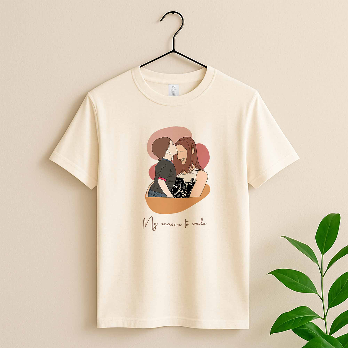 Customized Turn Photo into Art Mom and Baby, Dad and Kids Unisex Crewneck T-shirt S-5XL Doodle Style Lovely Anniversary Gift 4