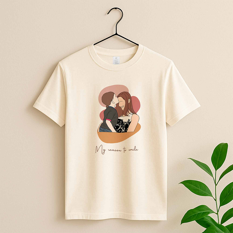 Customized Turn Photo into Art Mom and Baby, Dad and Kids Unisex Crewneck T-shirt S-5XL Doodle Style Lovely Anniversary Gift 4