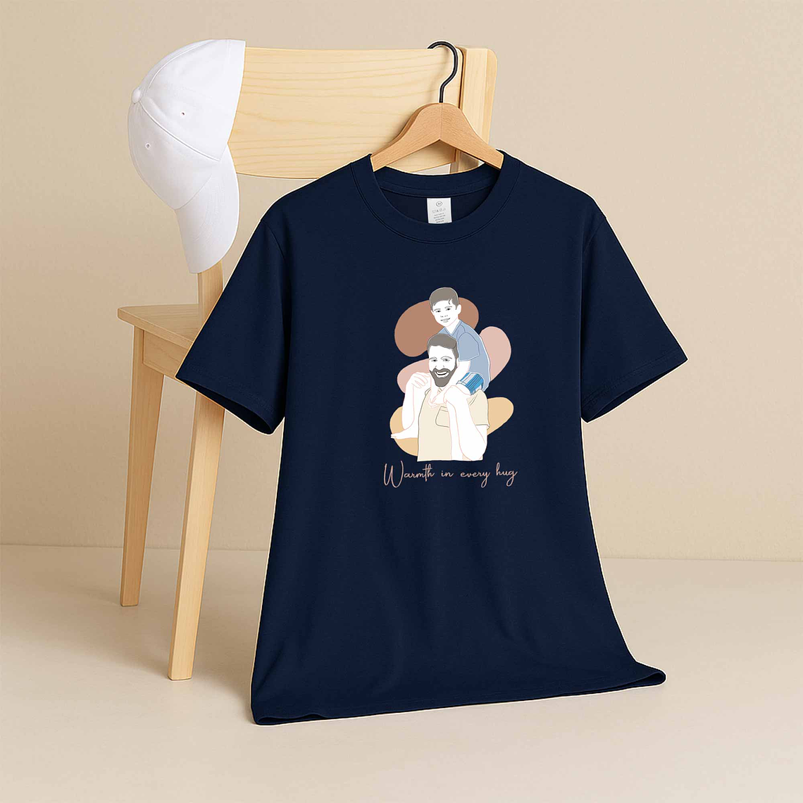 Customized Turn Photo into Art Mom and Baby, Dad and Kids Unisex Crewneck T-shirt S-5XL Doodle Style Lovely Anniversary Gift 5